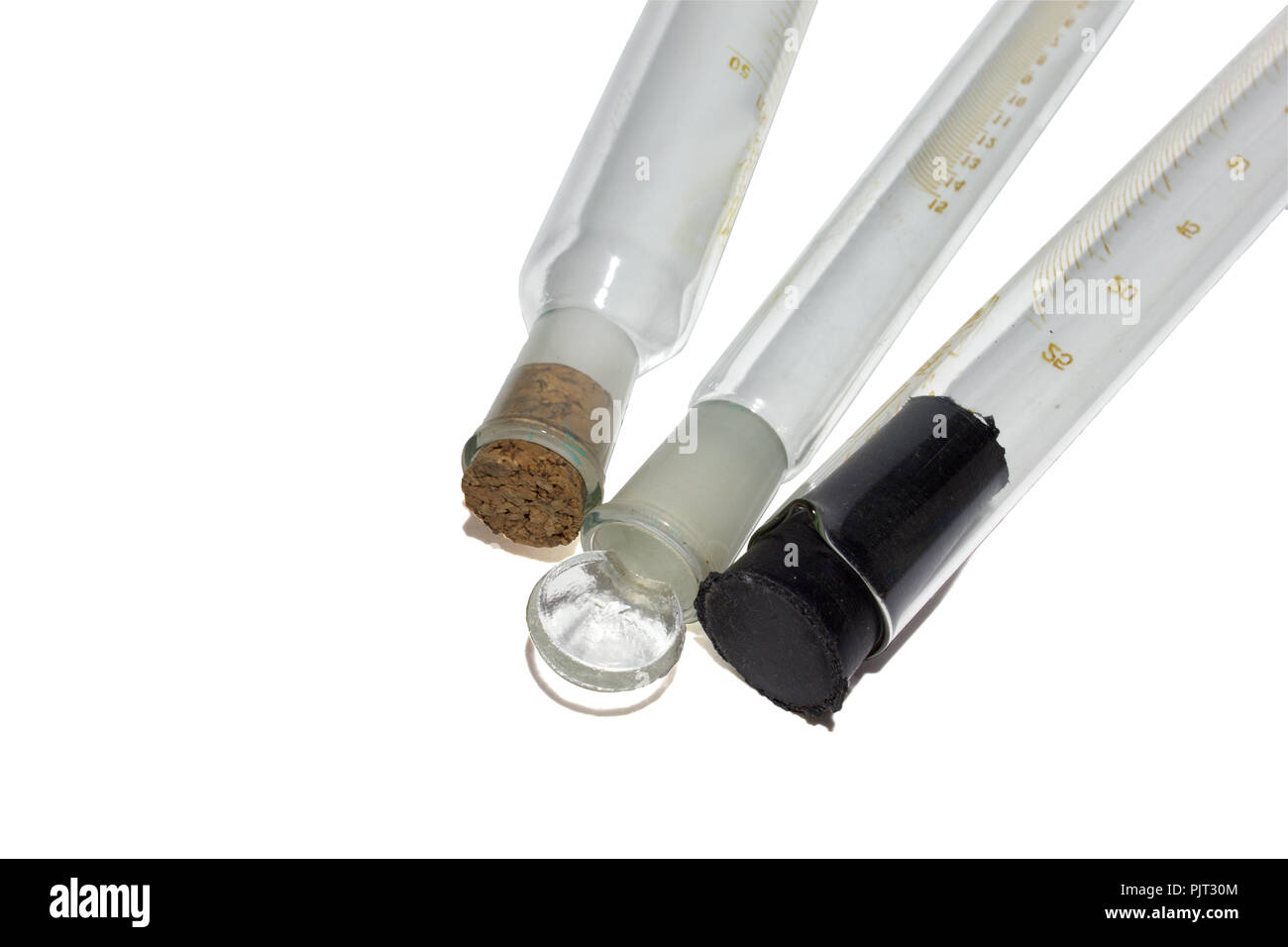 laboratory tube beakers, different type of the tops with spout (closed