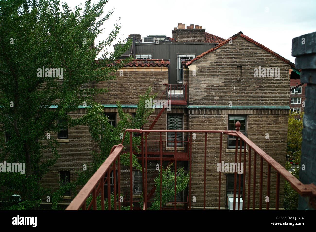 View from the top fire escape on the Towers apartment complex in
