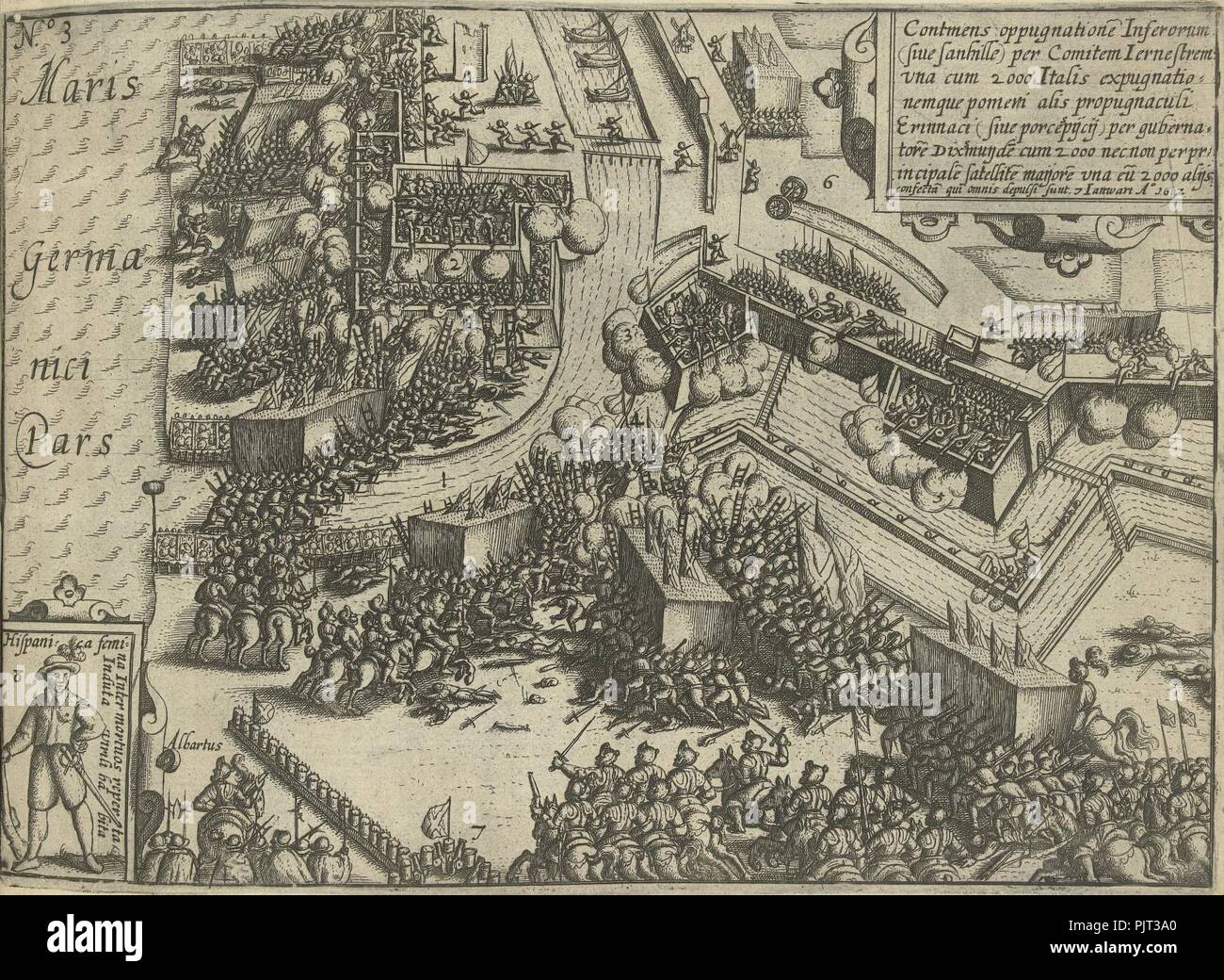 Beleg van Oostende bestorming van de vesting op 7 januari 1602. Stock Photo