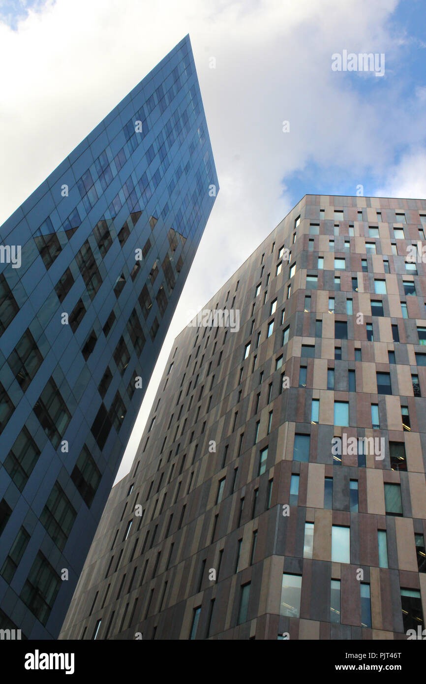 Detail of Novotel and other offices tower in the 22@ District of Poblenou, Barcelona, Catalonia, Spain. Stock Photo