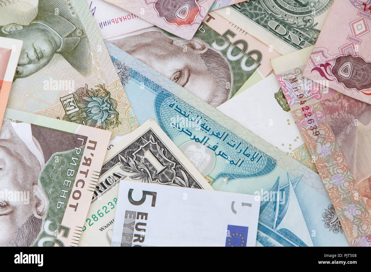 multiple currencies exchange banknotes of several countries Stock Photo Alamy