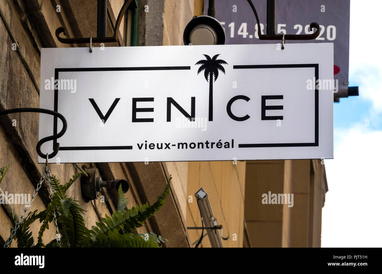 Outside sign for the restaurant Venice in Old Town, Montreal Stock Photo