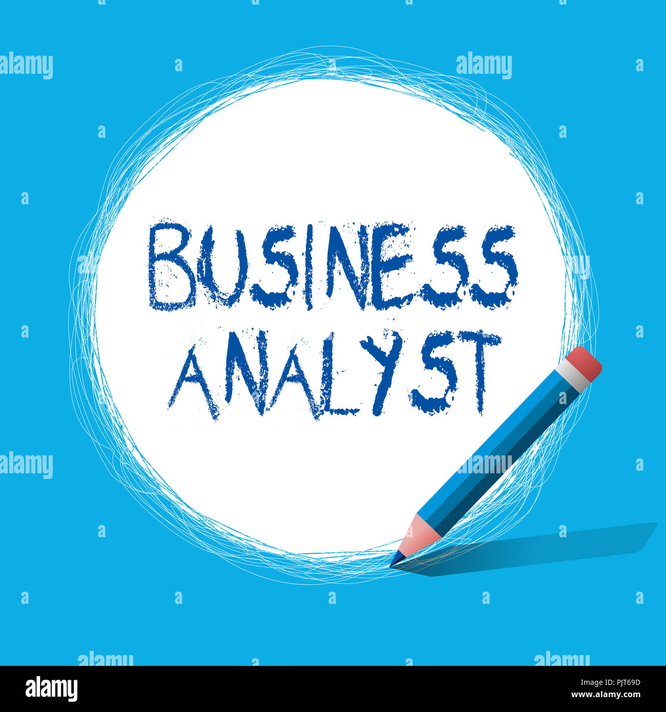 Text sign showing Business Analyst. Conceptual photo someone who analyzes big organization or website domain. Stock Photo
