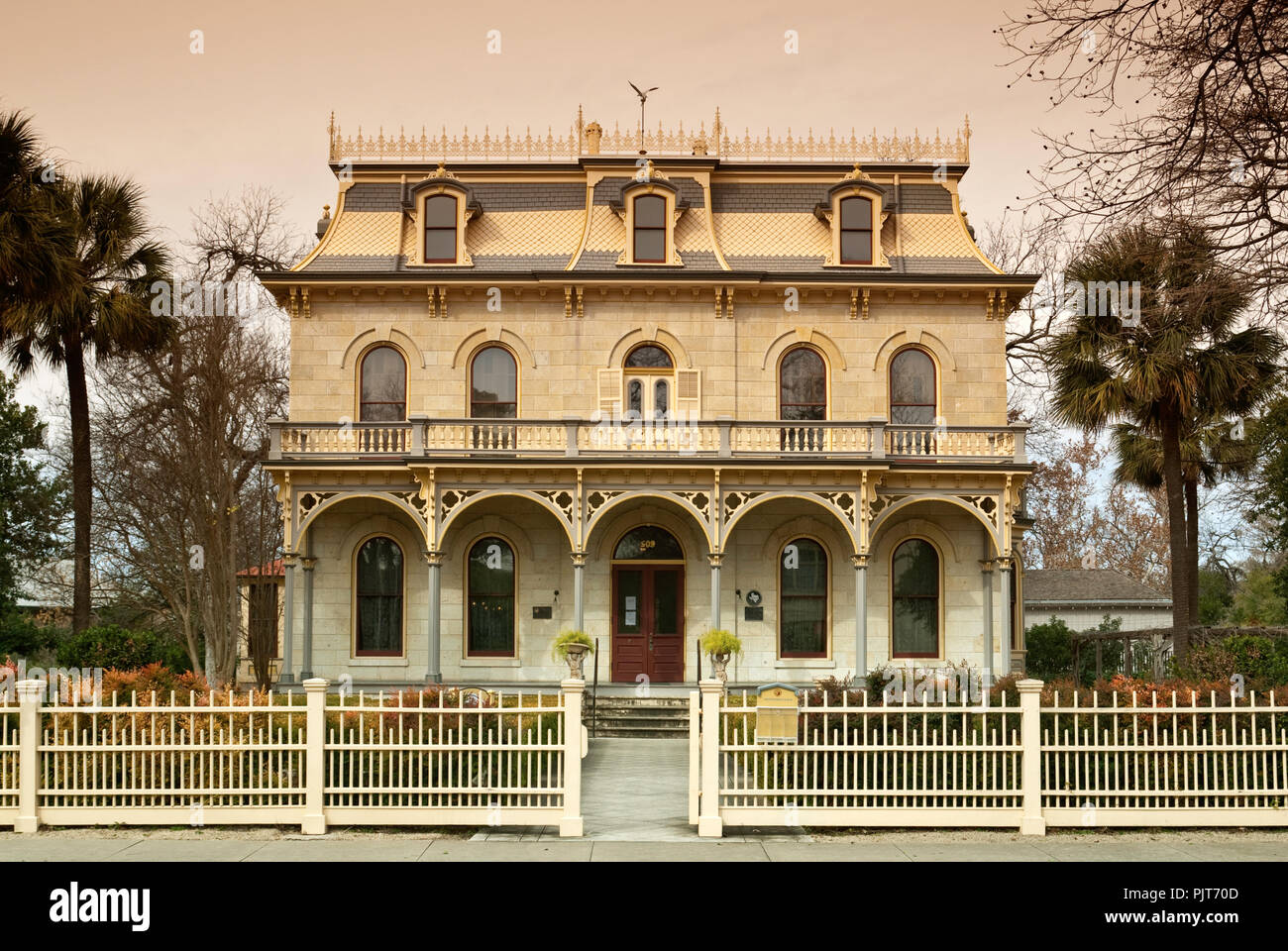 Edward Steves Homestead historic mansion, museum, Victorian French Second Empire design, King William Historic District in San Antonio, Texas, USA Stock Photo