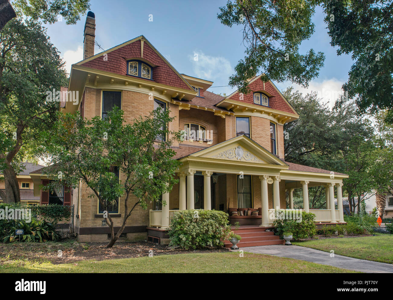 Historical house at King William Street, King William Historic District, San Antonio, Texas, USA Stock Photo