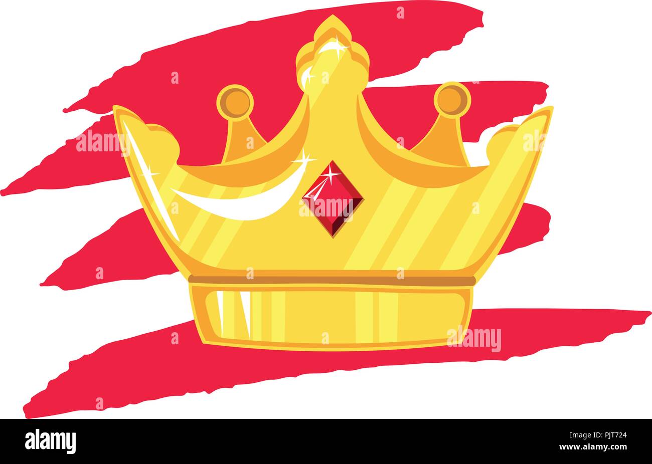 Vector illustration. Gold crown with precious stone On the color plate ...