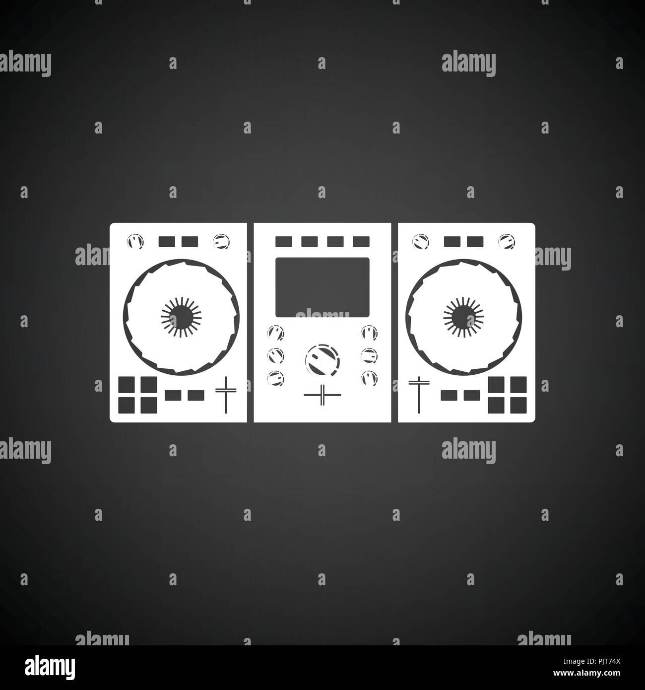DJ icon. Black background with white. Vector illustration. Stock Vector