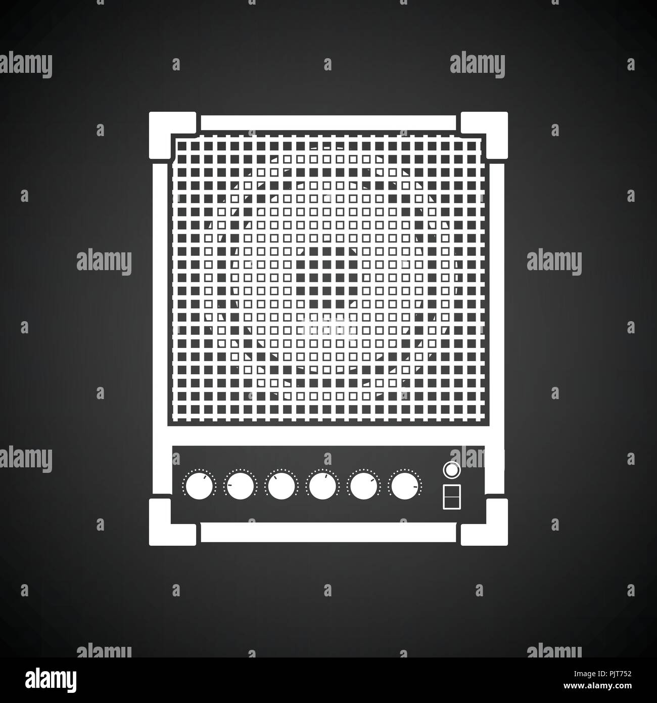 Audio monitor icon. Black background with white. Vector illustration ...