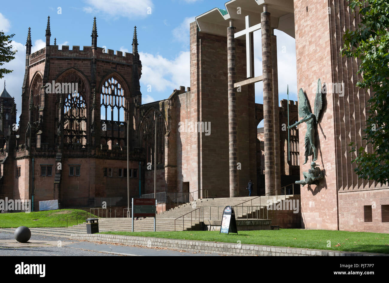 The old and new cathedrals, Coventry, England, UK Stock Photo