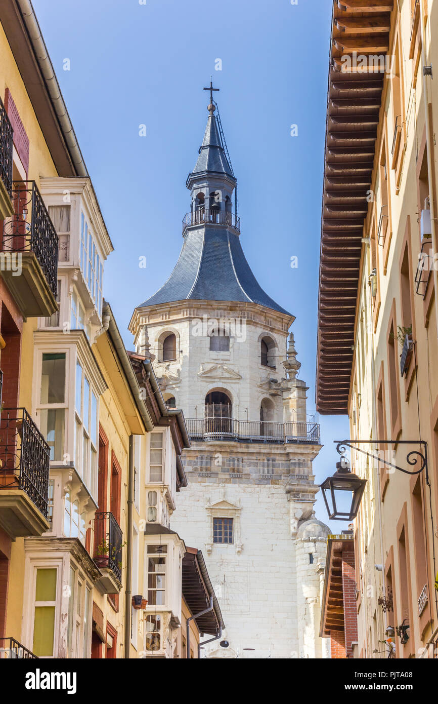 Tower of the Santa Maria cathedral of Vitoria-Gasteiz, Spain Stock Photo