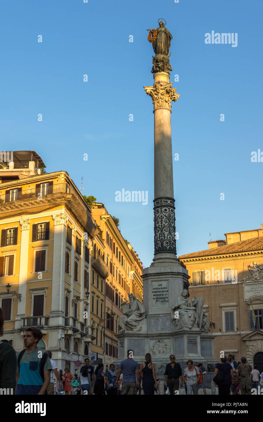 ROME, ITALY - JUNE 23, 2017: Sunset View Of Column Of The Immaculate ...