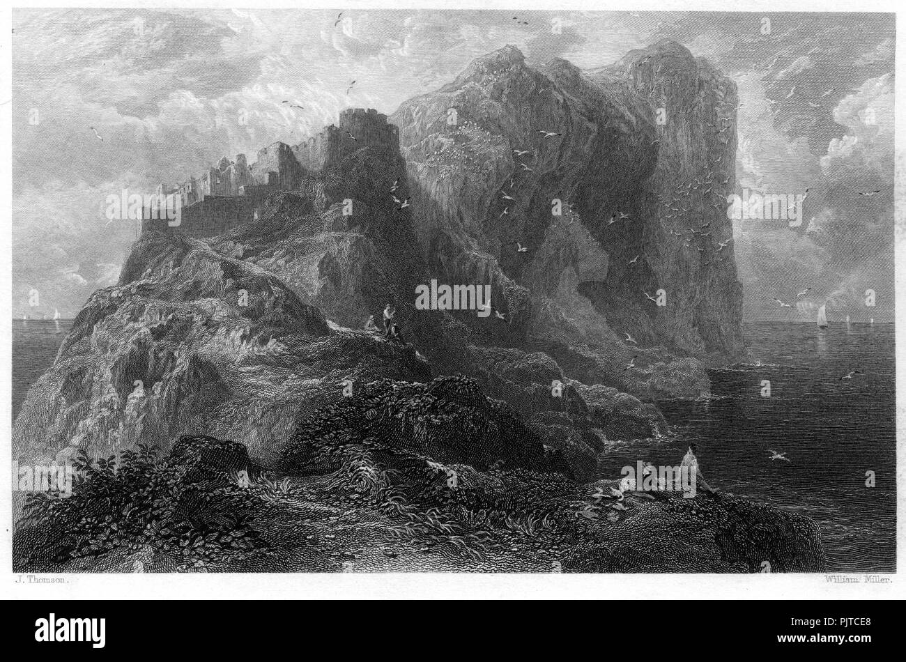 Bass Rock East Lothian Engraving By William Miller After J - 