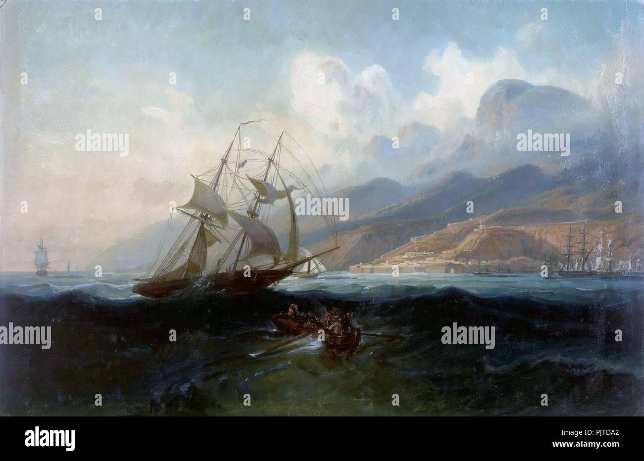Ferdinand Bellermann - Ansicht von La Guaira vom Meer aus (1842-45). Stock Photo
