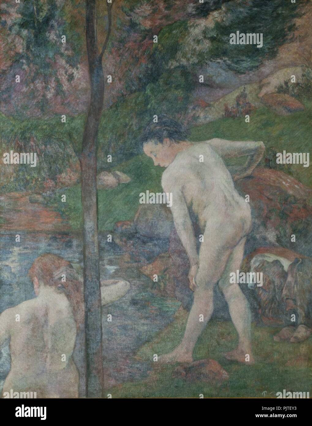 Bañistas en Bretaña - Paul Gauguin. Stock Photo