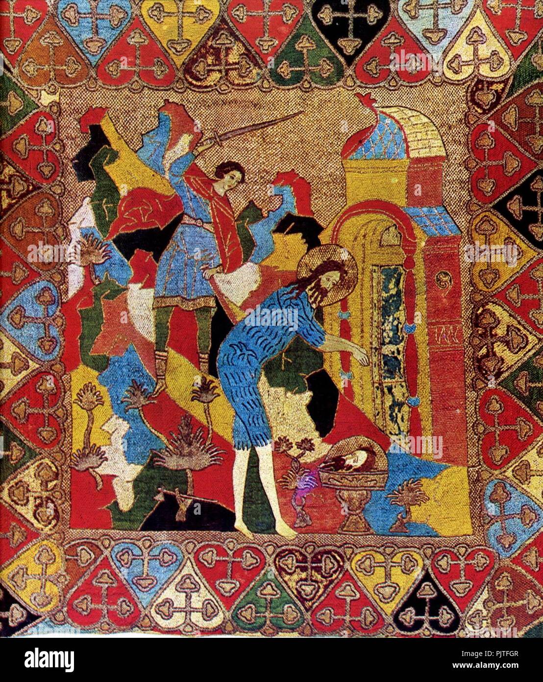 Beheading of John the Baptist pelena (1490s, GIM, Elena Voloshanka's workshop). Stock Photo