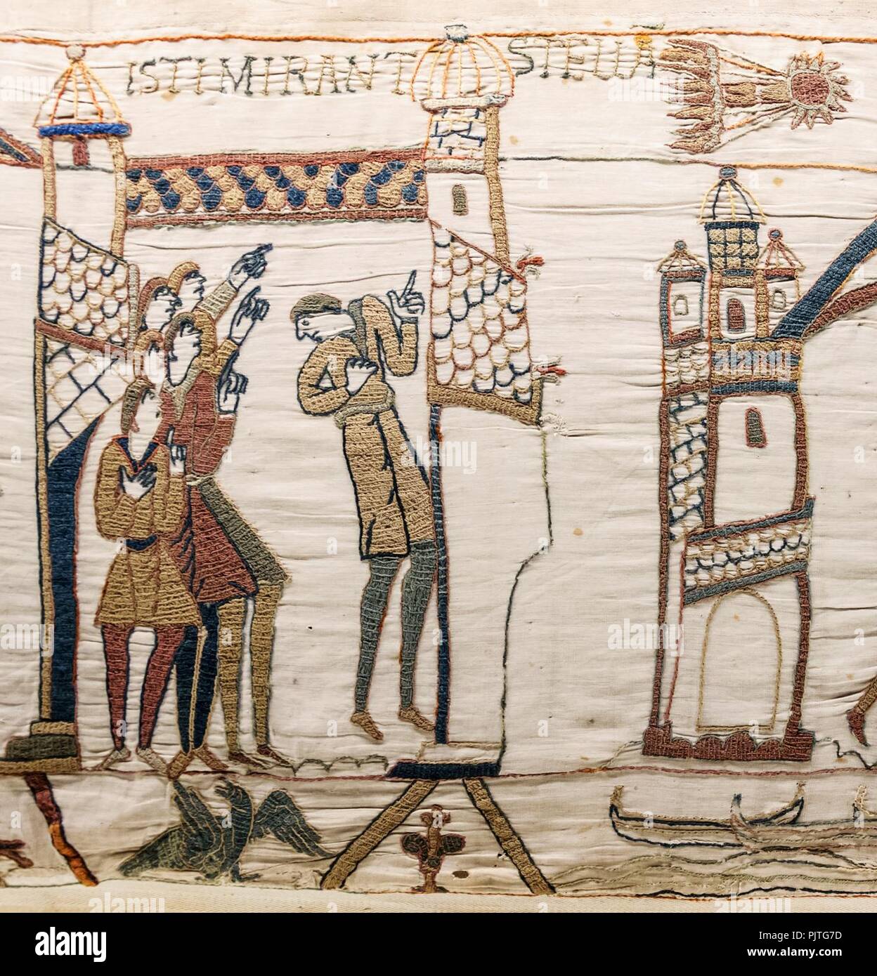 Bayeux Tapestry scene32 Halley comet Stock Photo Alamy