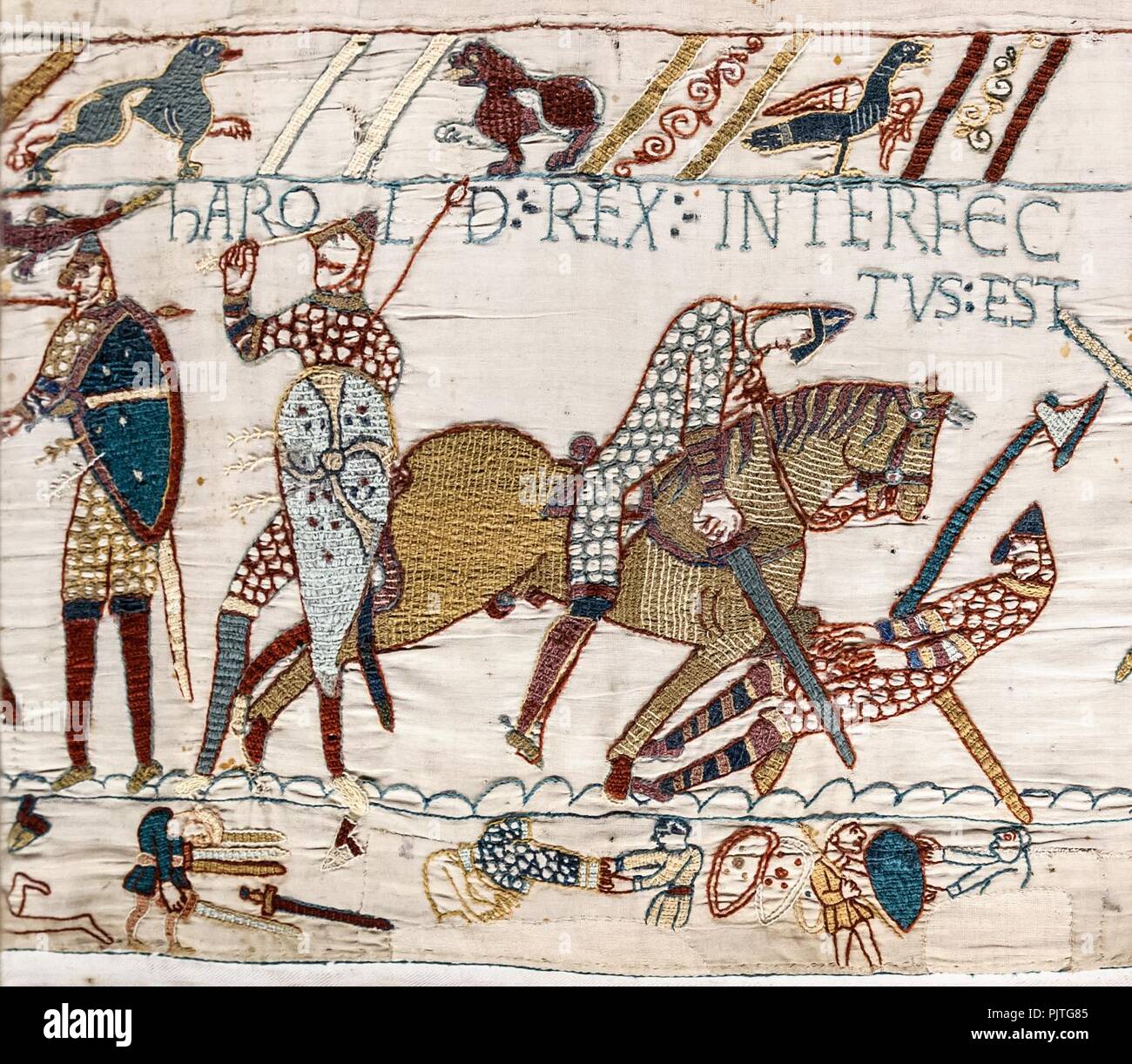 Bayeux Tapestry scene57 Harold death Stock Photo Alamy
