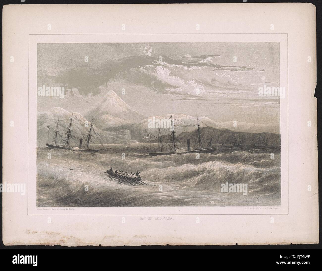 Bay of Wodowara - from nature by Heine(,) shipping by Walke ; lith. of Sarony & Co. New York. Stock Photo
