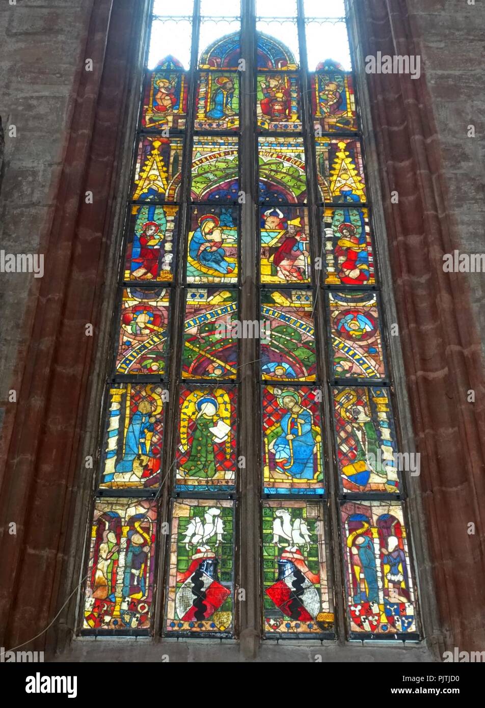 Behaim-Fenster, 1379-1388 AD - St. Sebald church - Nuremberg, Germany - Stock Photo