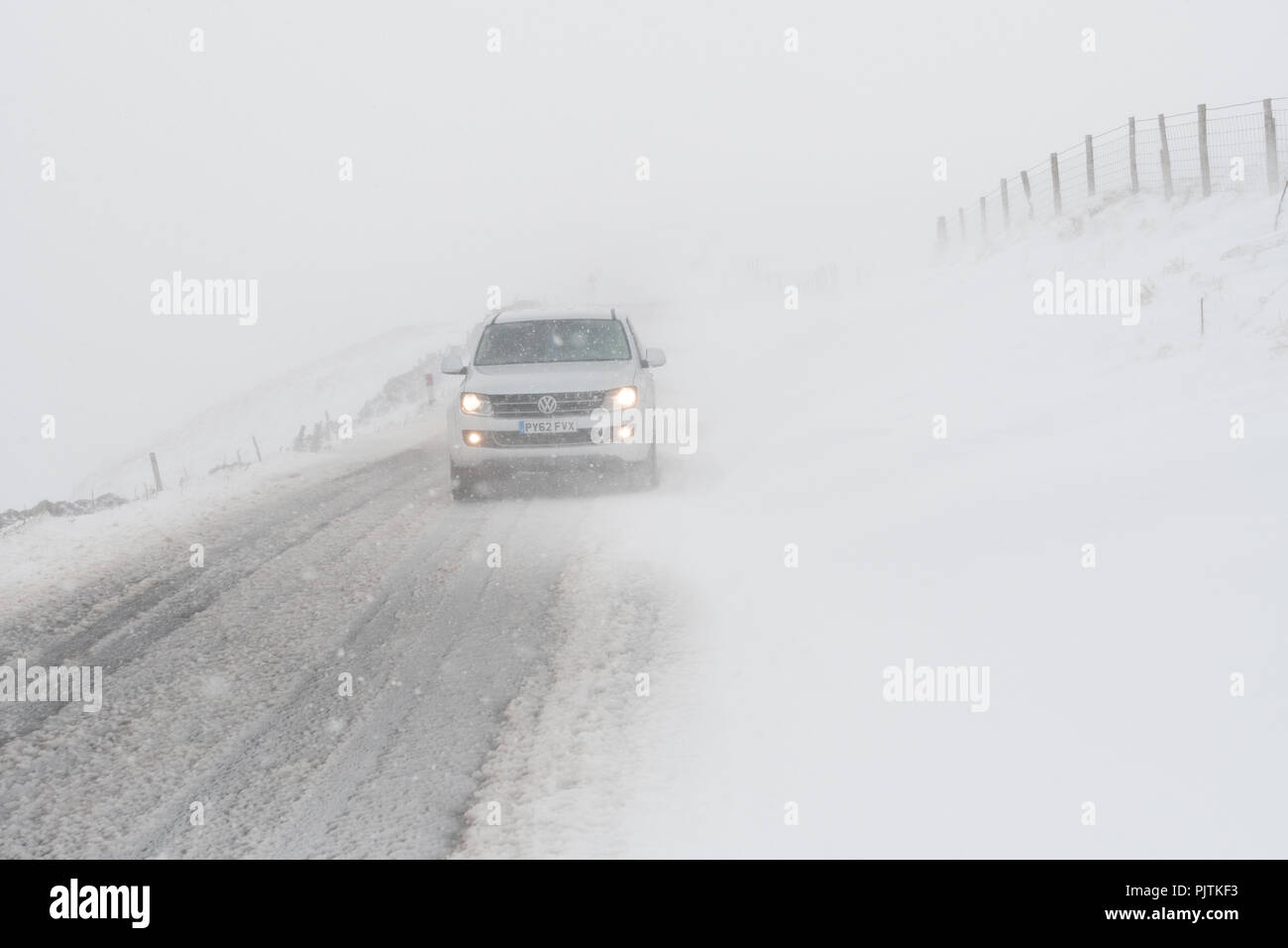 Blizzard conditions on the Fleet Moss road between Hawes and Kettlewell