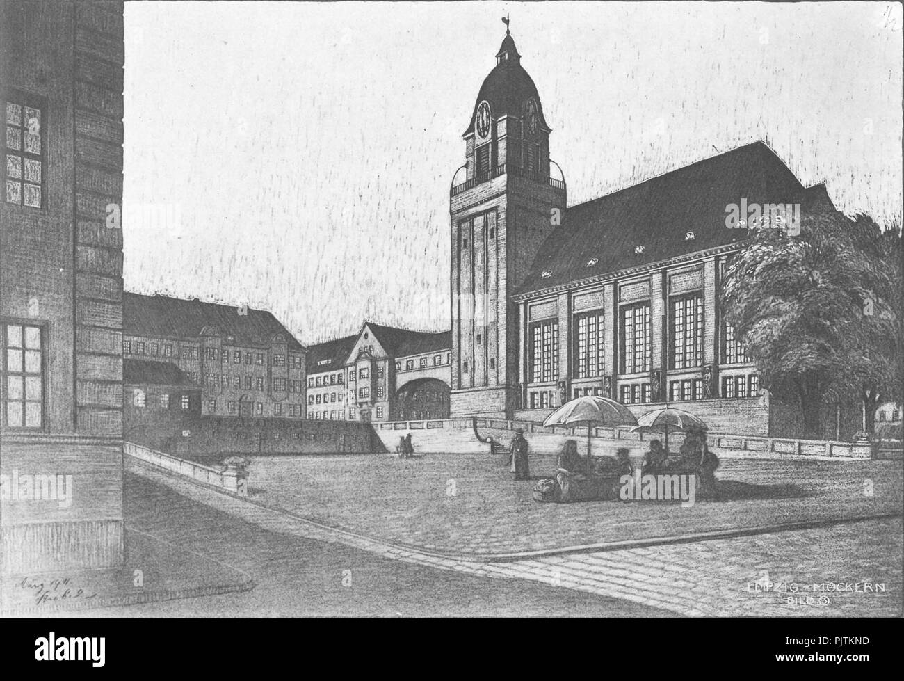 Bebauung Möckern März 1911 - Schulhaus. Stock Photo