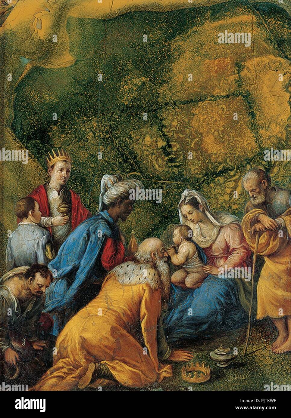 The Adoration Of The Magi Oil On Jasper Painting By Jacopo Bassano