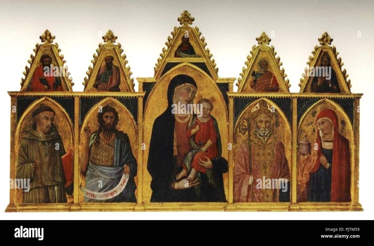 Bartolomeo Bulgarini. The Berenson Polyptych. 1340s. Villa I Tatti. Florence.. Stock Photo