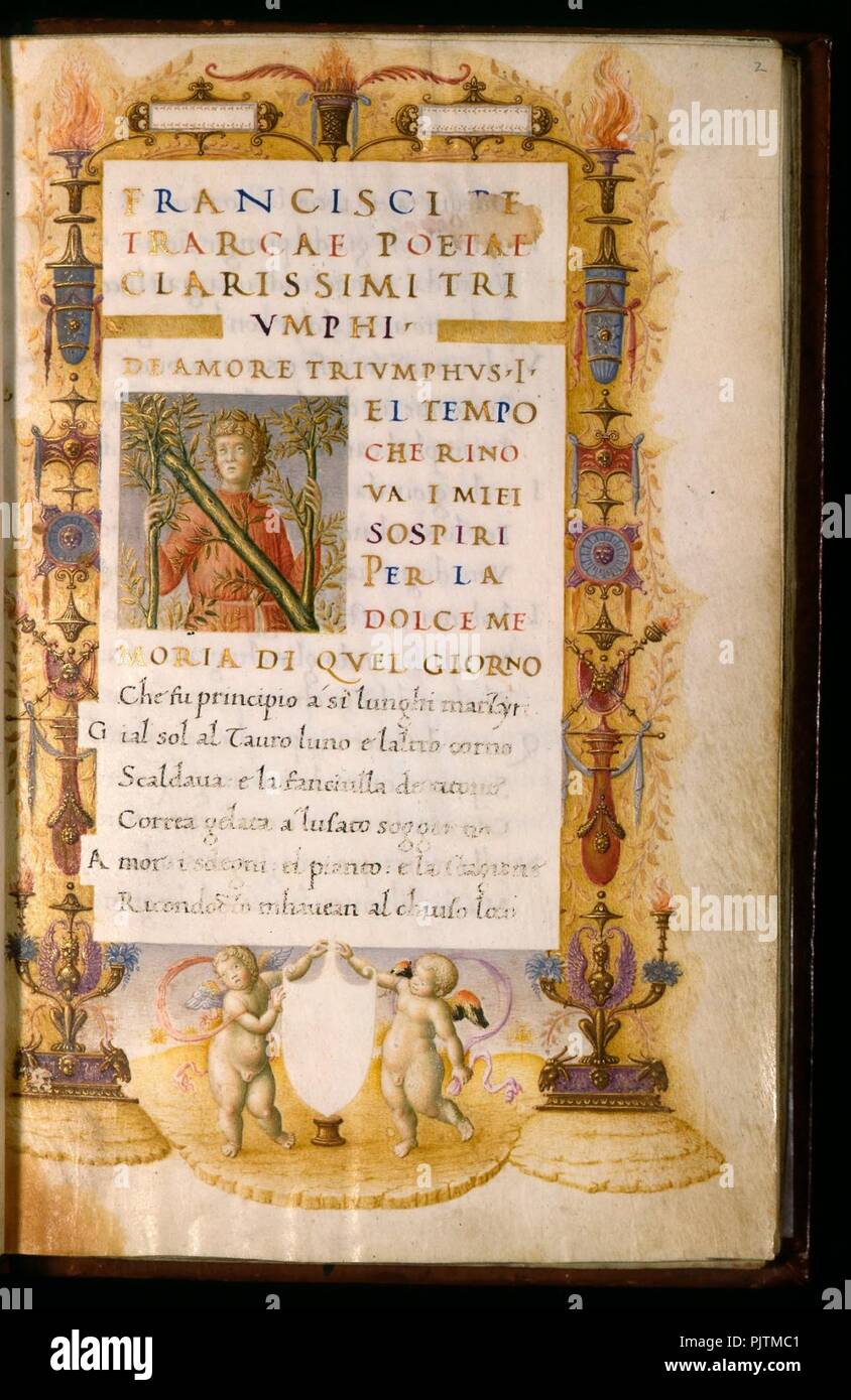 Bartolomeo Sanvito - Portrait of Petrarch in the Incipit Letter ’N‥9D - . Stock Photo