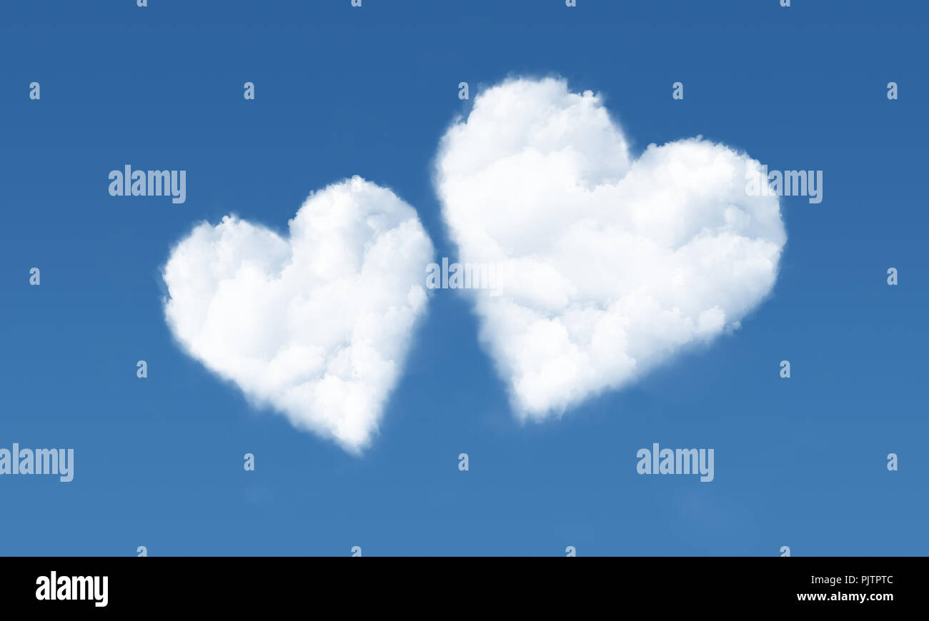 heart shaped clouds in the sky 2 Stock Photo - Alamy