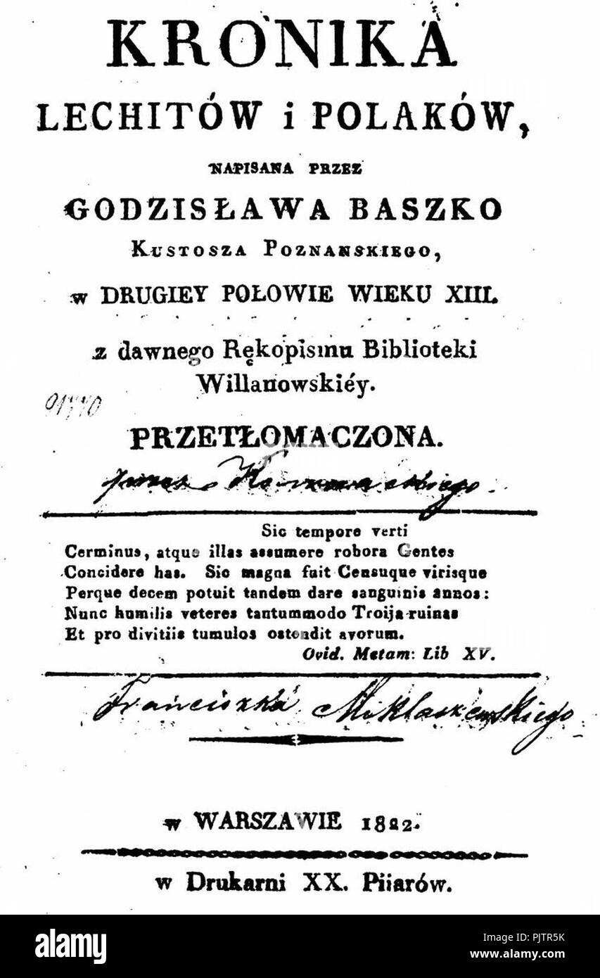 Baszko jako autor Kroniki wielkopolskiej. Stock Photo