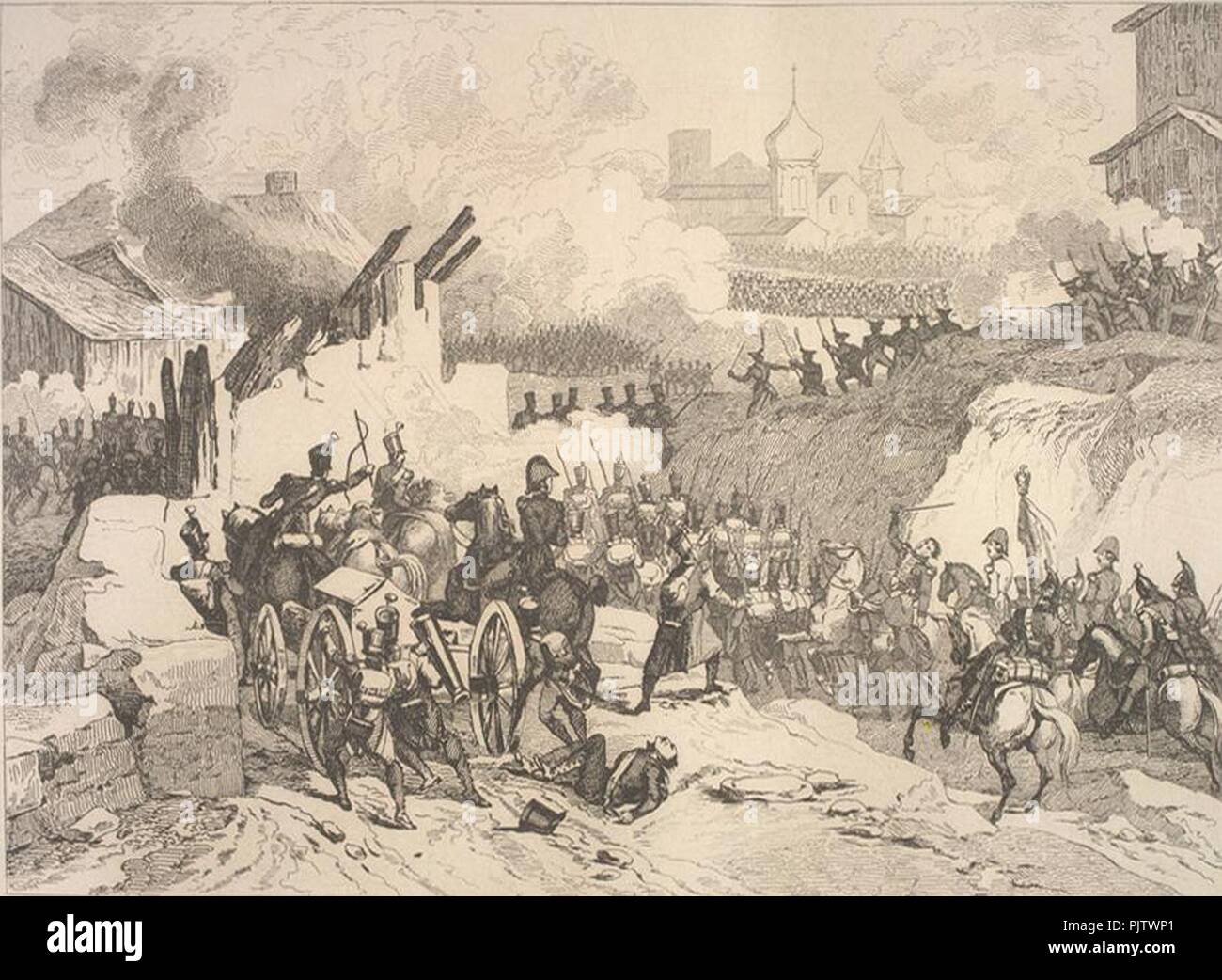 Battle of Maloyaroslavets 1812 by Martinet. Stock Photo
