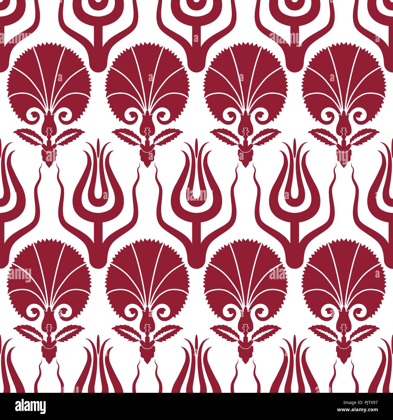 Ottoman carnation and tulip textile design Stock Vector