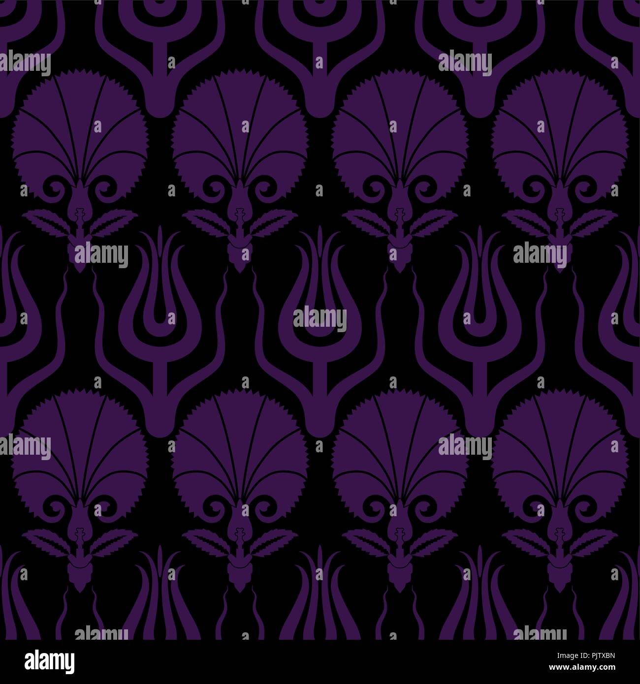 Ottoman carnation and tulip textile design Stock Vector