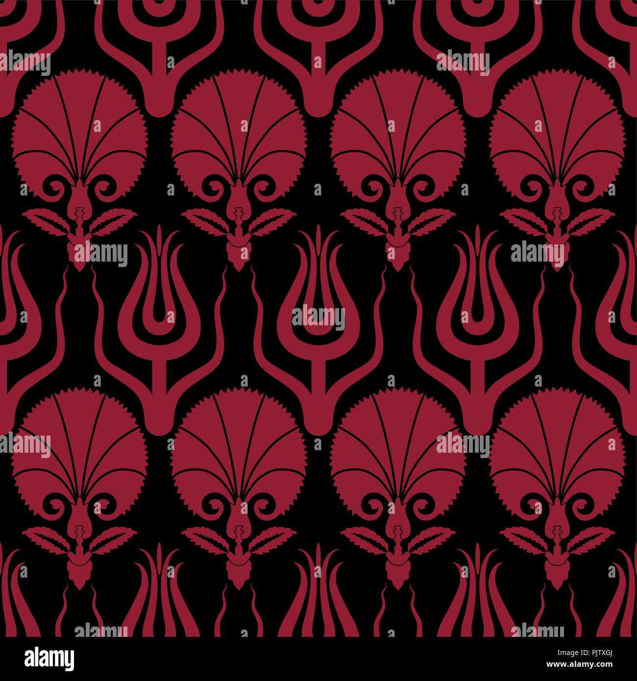 Ottoman carnation and tulip textile design Stock Vector