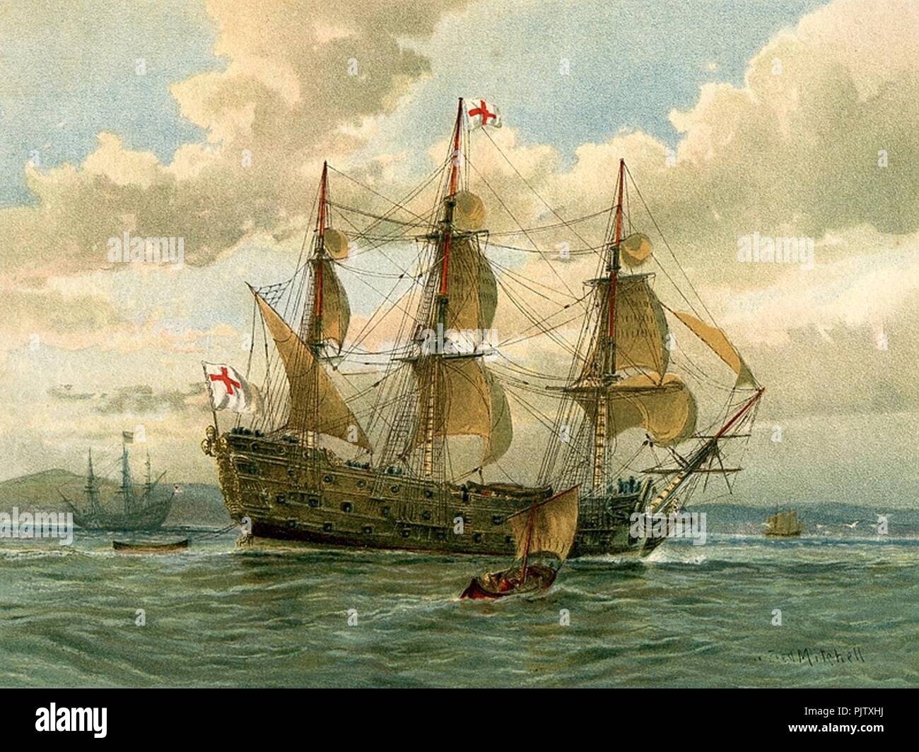 Battle Ship 1650 William Mitchell Stock Photo - Alamy