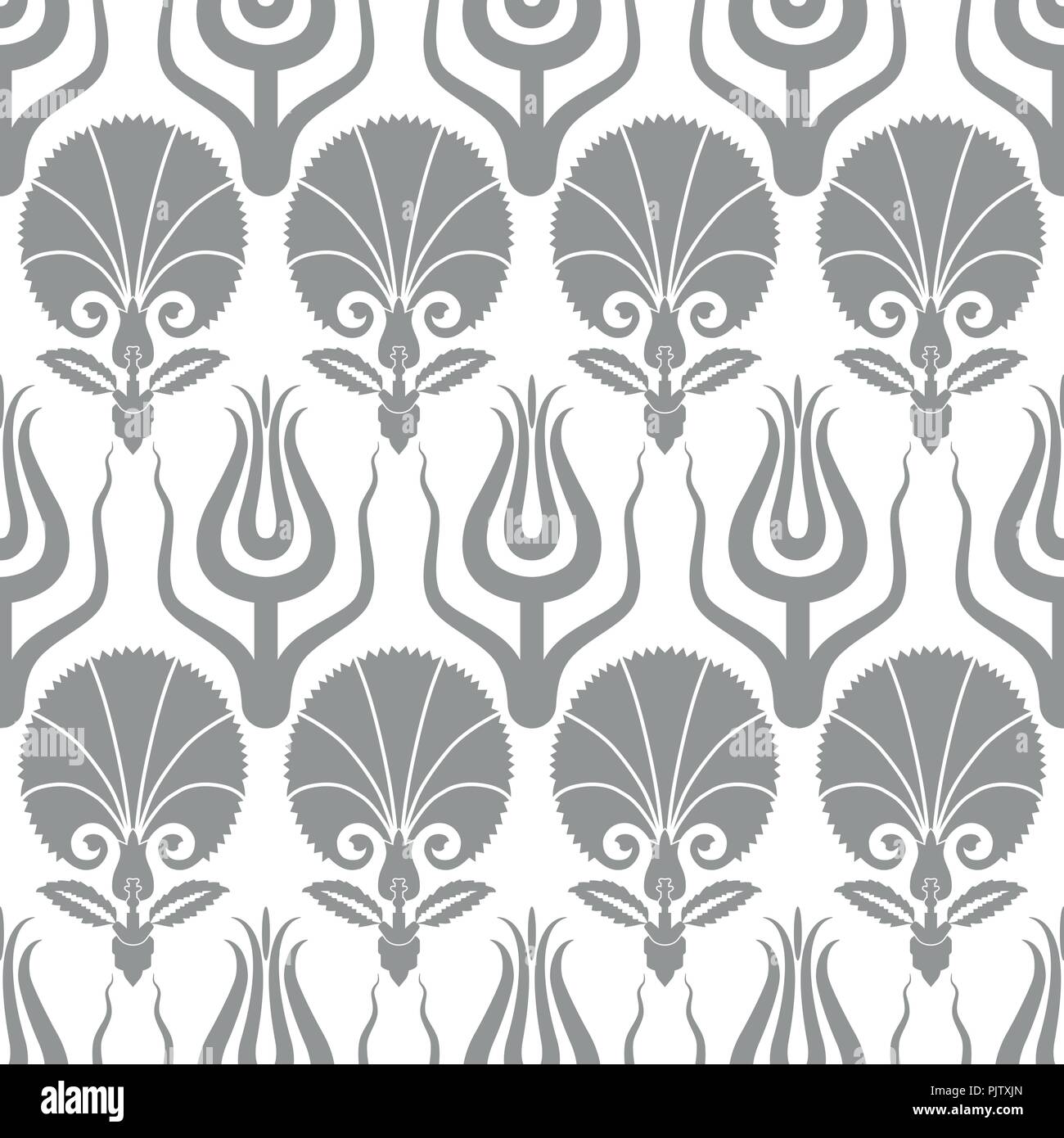 Ottoman carnation and tulip textile design Stock Vector