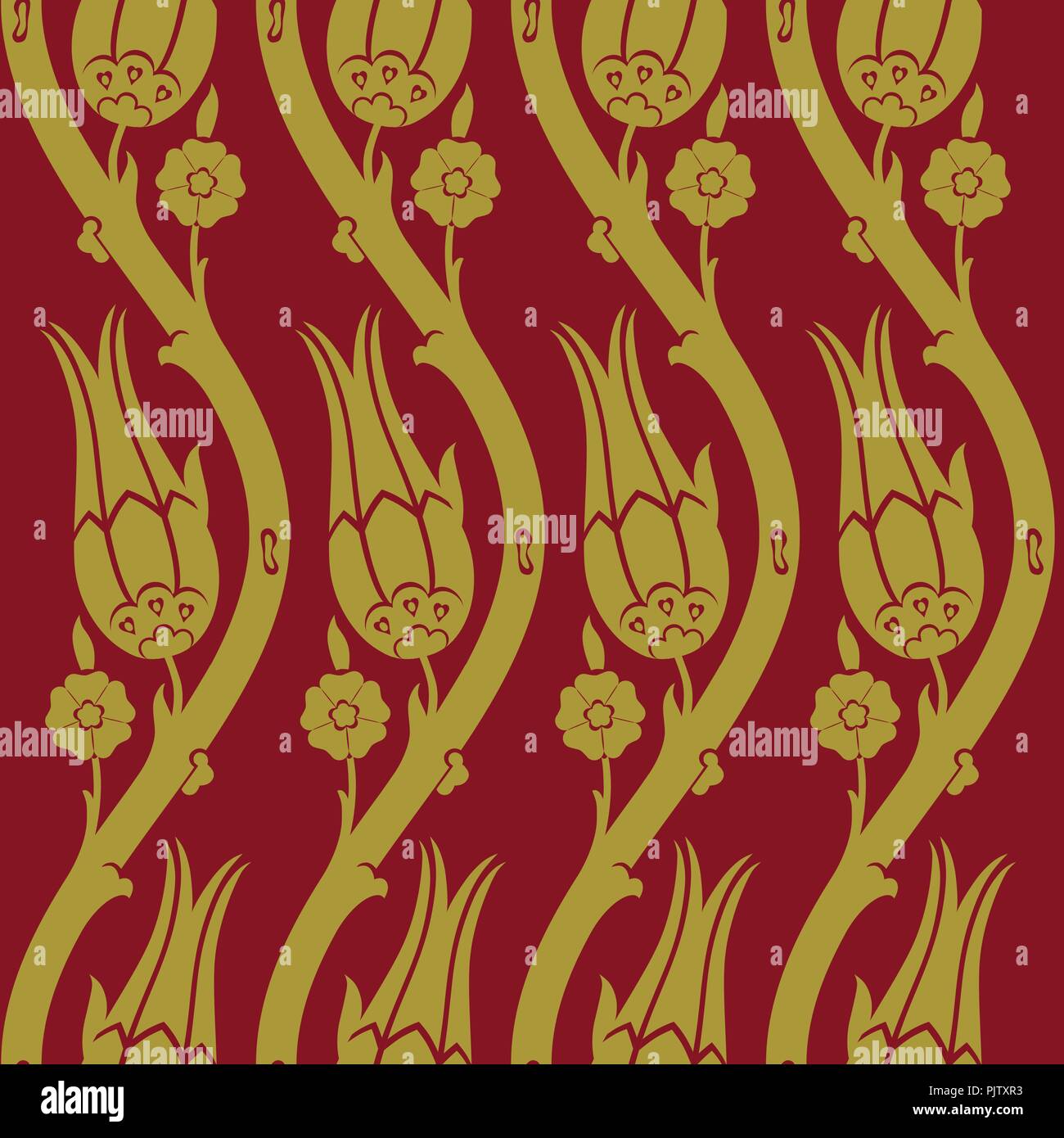 Ottoman carnation and tulip textile design Stock Vector