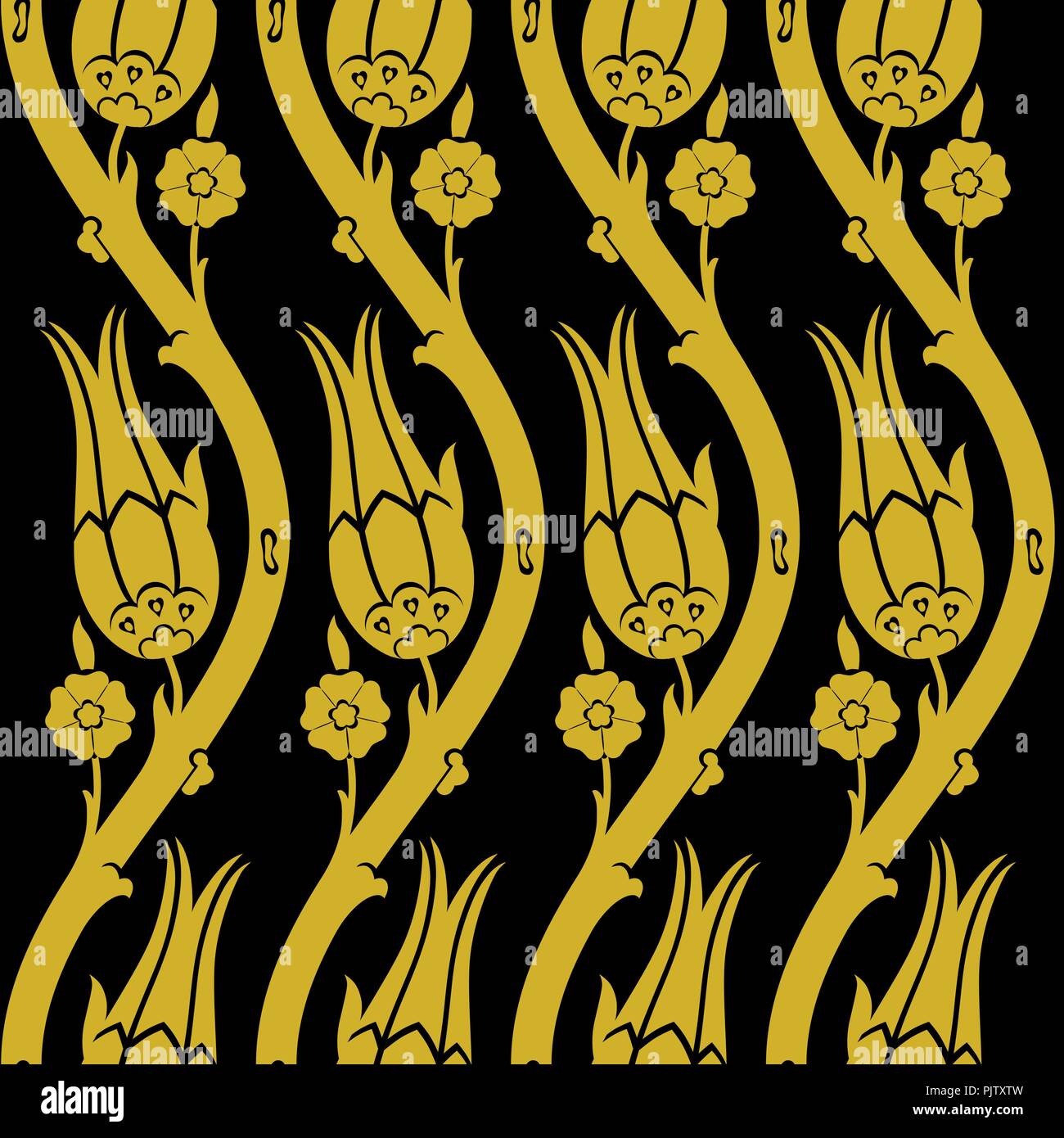Ottoman carnation and tulip textile design Stock Vector