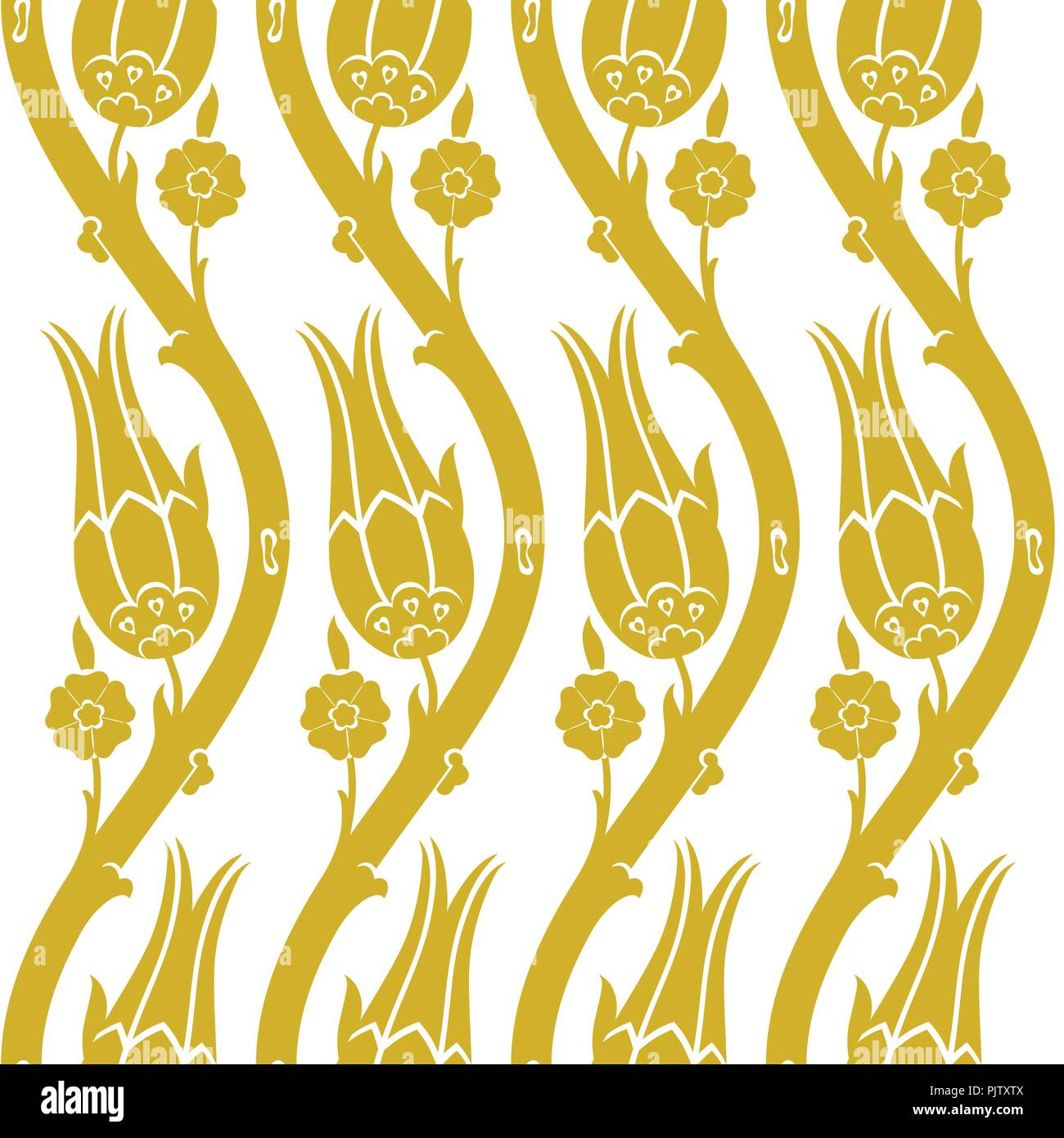 Ottoman carnation and tulip textile design Stock Vector