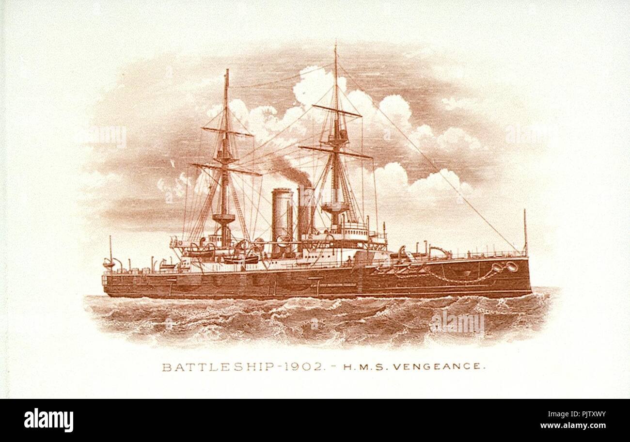 Battleship - 1902 - H.M.S. Vengeance Stock Photo