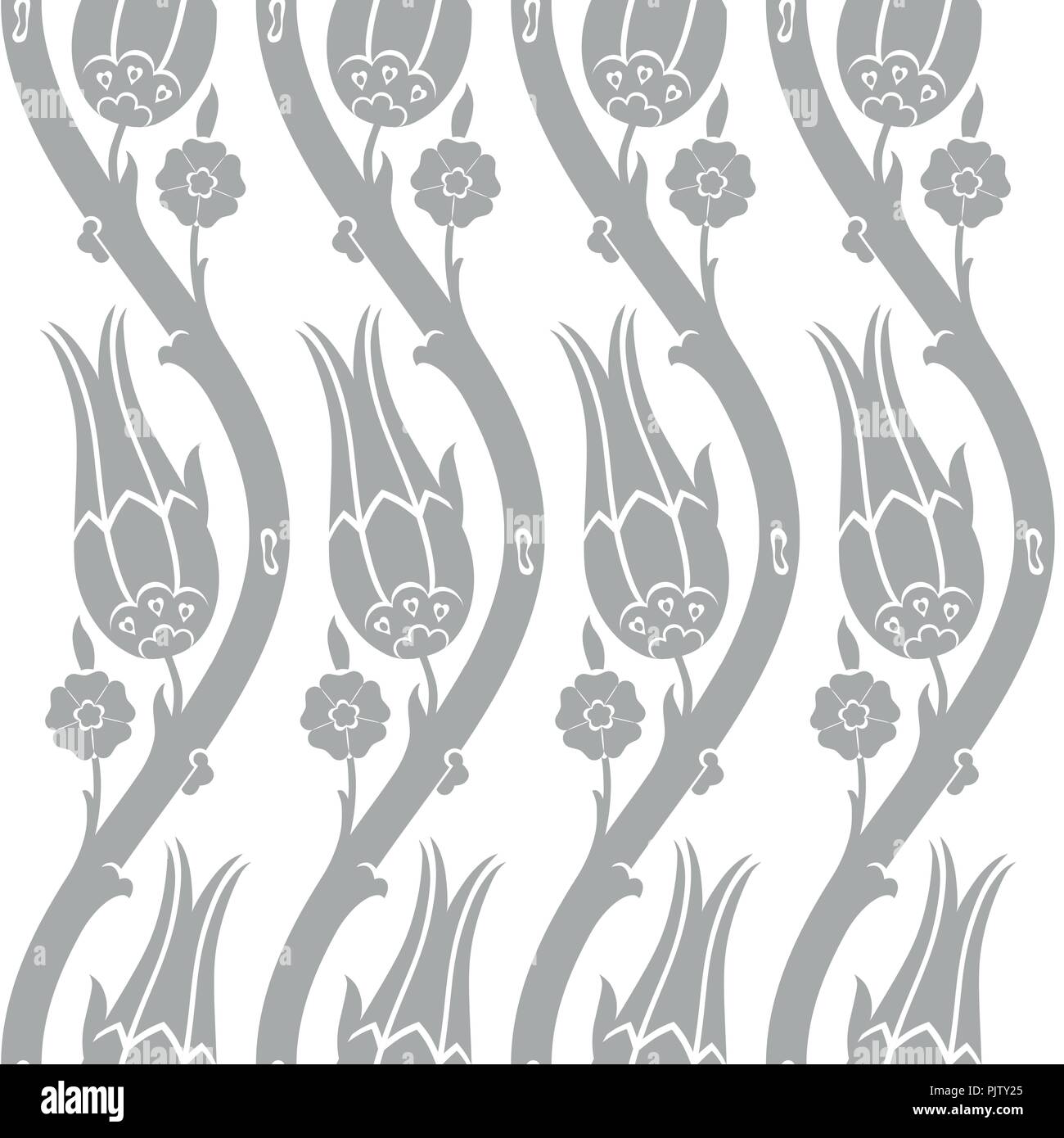 Ottoman carnation and tulip textile design Stock Vector