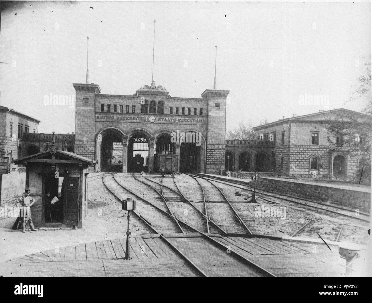 Bayrischer Bahnhof Leipzig um 1890. Stock Photo
