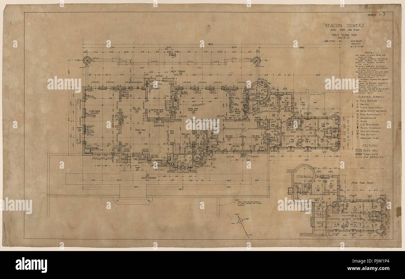 Beacon Towers, Sands Point, Long Island, New York. First floor plan