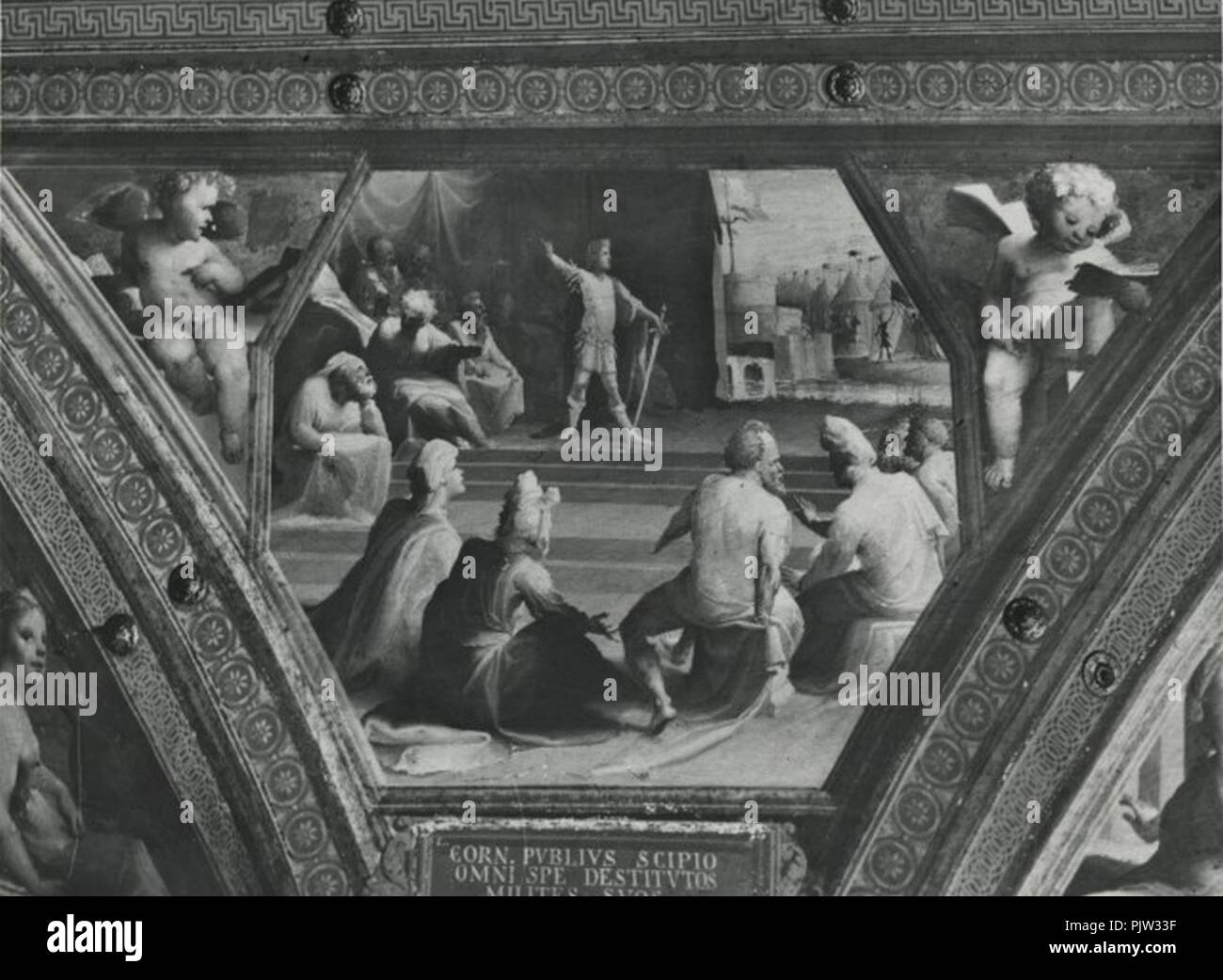 Beccafumi affreschi di palazzo bindi sergardi scipione nomina i suoi soldati tribuni. Stock Photo