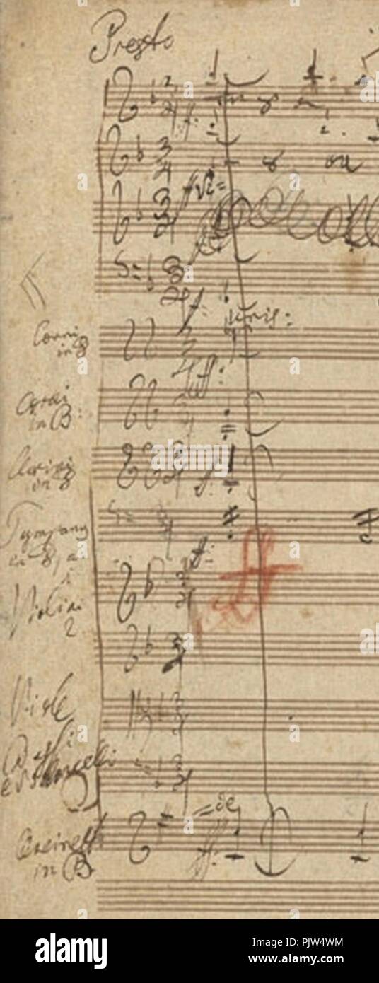 Beethoven 9. Sinfonie 4. Satz Anfangsakkord. Stock Photo