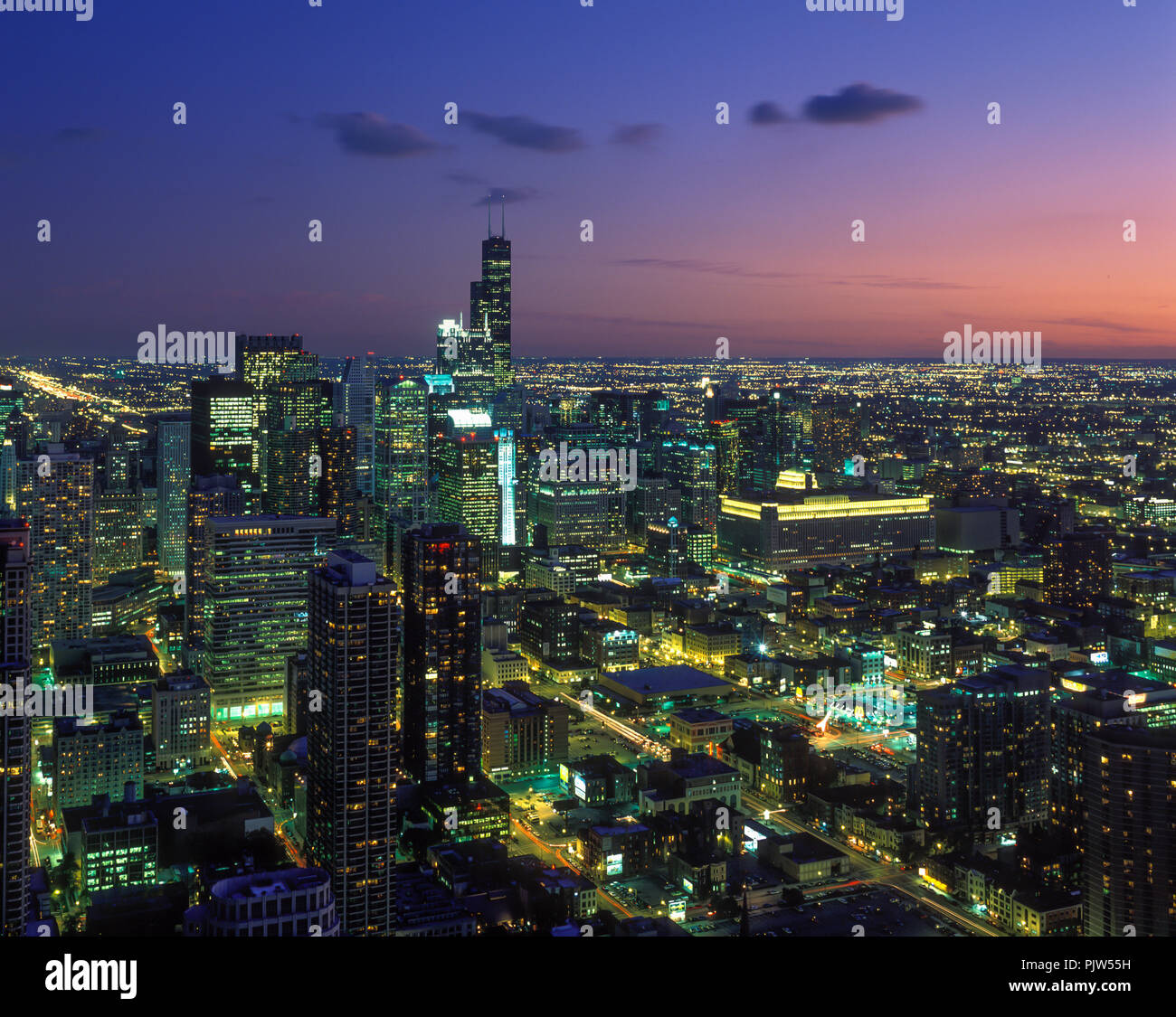 1992 HISTORICAL THE LOOP DOWNTOWN SKYLINE CHICAGO ILLINOIS USA Stock ...