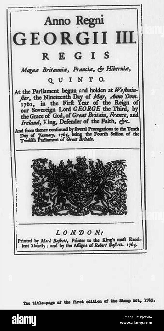 Beginning of text, illus. with royal seal, in Gt. Brit. Laws, statues, etc., 1760-1820 (George III), Anno regni Georgii III...At the Parliament begun and holden at Westminster, the Stock Photo