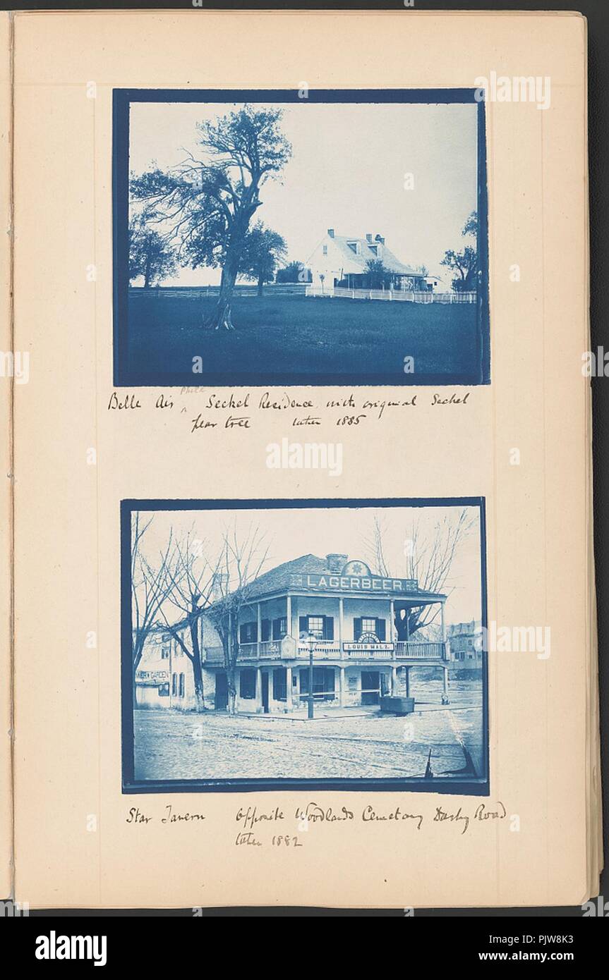 Belle Air, Phila. Seckel residence with original Seckel pear tree, taken 1885 Star Tavern, opposite Woodland Cemetery, Darby Road, taken 1882. Stock Photo