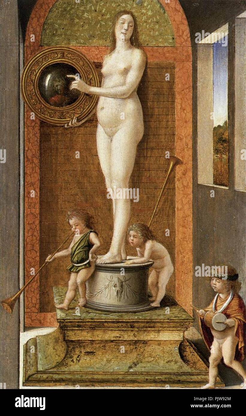 Bellini, Giovanni -- Four Allegories ... Prudence - c. 1490. Stock Photo