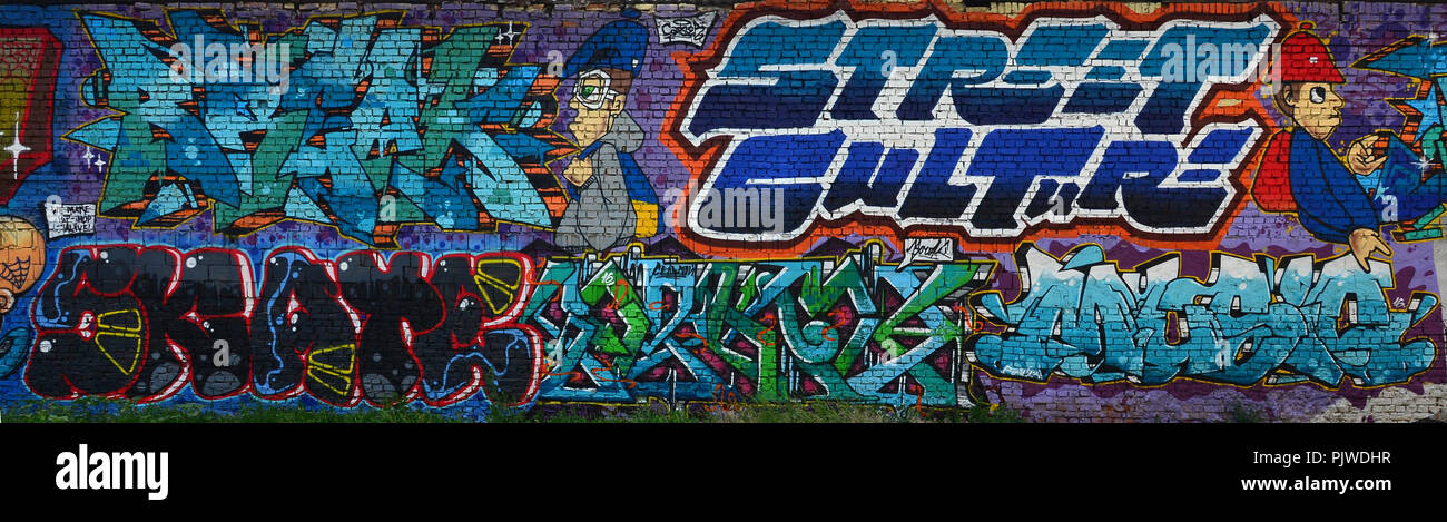 A Detailed Image Of The Graffiti Drawing A Conceptual Street Art Background With A Colorful Letter Graffiti With Word Street Culture Break And Music Stock Photo Alamy